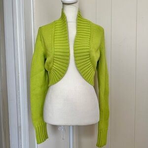 Lily Pulitzer Y2K Lime Green Cropped Open Front Bolero Shrug Cardigan size Small